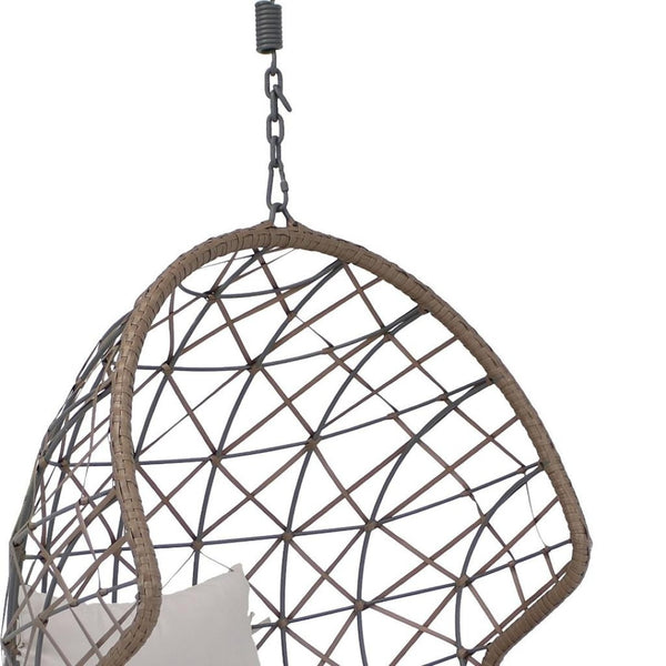 HomeRoots 35" Gray Steel Outdoor Egg Chair - Stylish Ergonomic Comfort for Patios, Sunrooms & Modern Spaces 668922