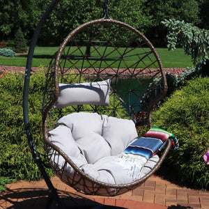 HomeRoots 35" Gray Steel Outdoor Egg Chair - Stylish Ergonomic Comfort for Patios, Sunrooms & Modern Spaces 668922
