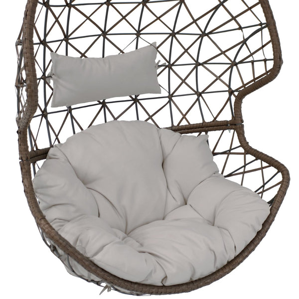 HomeRoots 35" Gray Steel Outdoor Egg Chair - Stylish Ergonomic Comfort for Patios, Sunrooms & Modern Spaces 668922