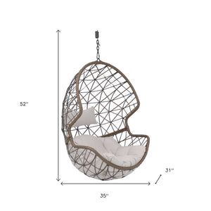 HomeRoots 35" Gray Steel Outdoor Egg Chair - Stylish Ergonomic Comfort for Patios, Sunrooms & Modern Spaces 668922