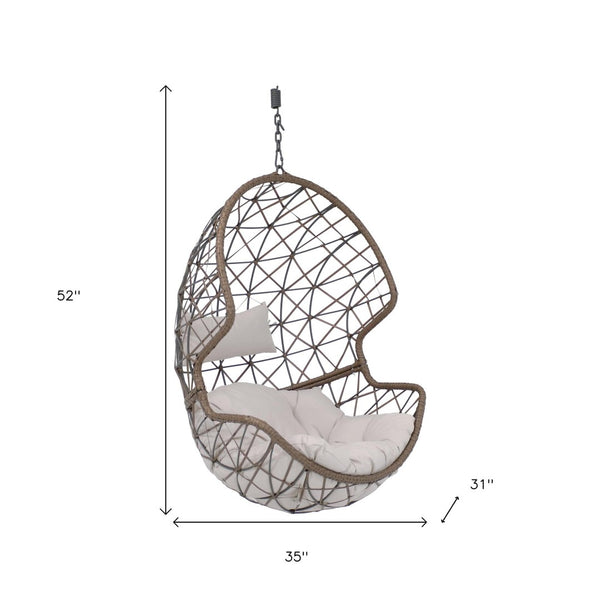 HomeRoots 35" Gray Steel Outdoor Egg Chair - Stylish Ergonomic Comfort for Patios, Sunrooms & Modern Spaces 668922