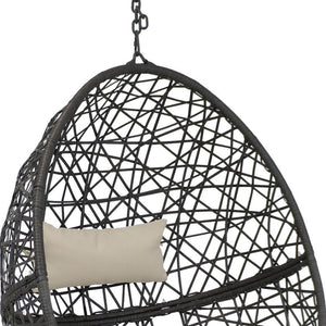 HomeRoots 38" Beige Steel Outdoor Egg Chair - Cozy Curved Seating with Removable Cushions for Patio Relaxation 668923