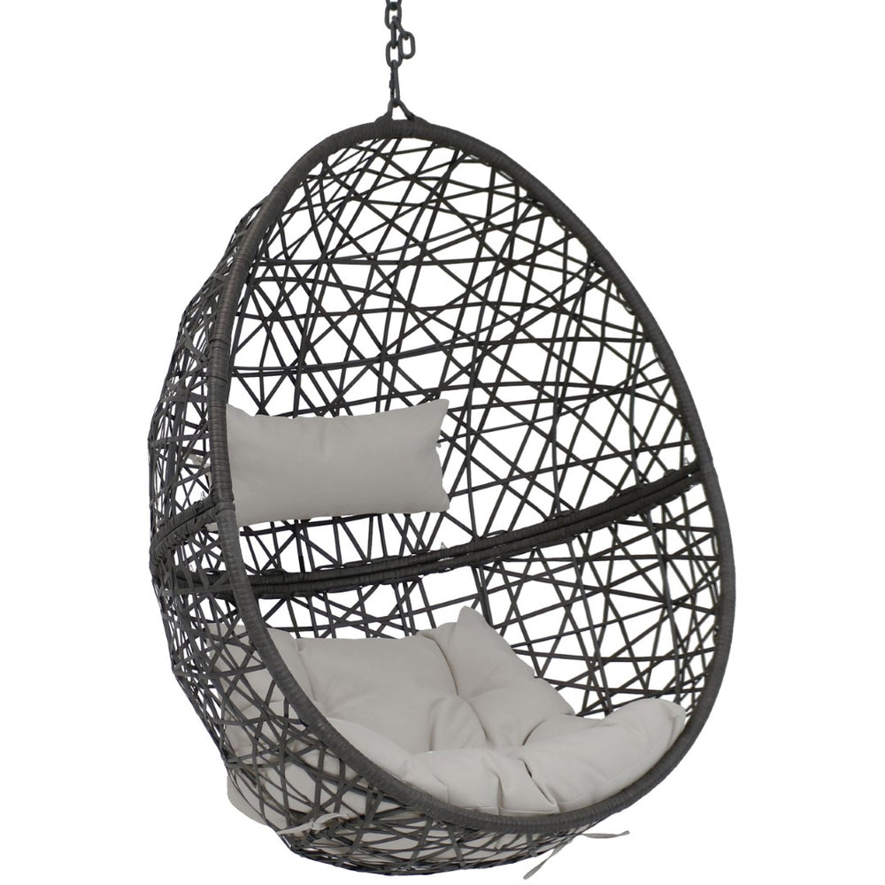 HomeRoots 38" Gray Steel Outdoor Egg Chair - Durable, Stylish & Versatile Seating for Patios, Sunrooms & More 668924