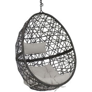 HomeRoots 38" Gray Steel Outdoor Egg Chair - Durable, Stylish & Versatile Seating for Patios, Sunrooms & More 668924
