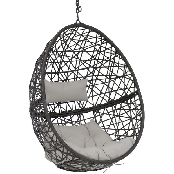 HomeRoots 38" Gray Steel Outdoor Egg Chair - Durable, Stylish & Versatile Seating for Patios, Sunrooms & More 668924