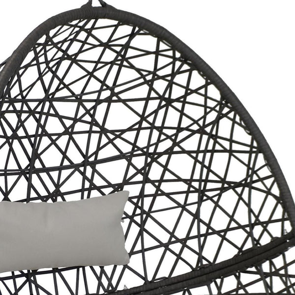 HomeRoots 38" Gray Steel Outdoor Egg Chair - Durable, Stylish & Versatile Seating for Patios, Sunrooms & More 668924