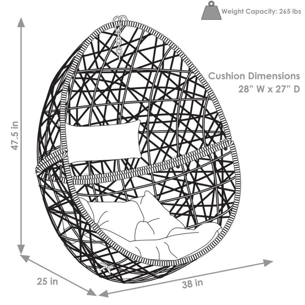 HomeRoots 38" Gray Steel Outdoor Egg Chair - Durable, Stylish & Versatile Seating for Patios, Sunrooms & More 668924