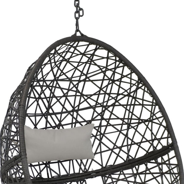 HomeRoots 38" Gray Steel Outdoor Egg Chair - Durable, Stylish & Versatile Seating for Patios, Sunrooms & More 668924