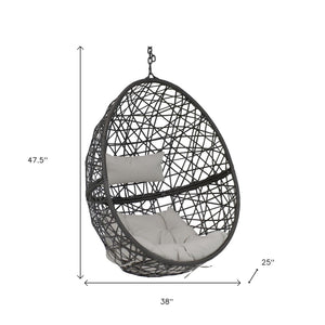 HomeRoots 38" Gray Steel Outdoor Egg Chair - Durable, Stylish & Versatile Seating for Patios, Sunrooms & More 668924