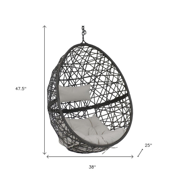 HomeRoots 38" Gray Steel Outdoor Egg Chair - Durable, Stylish & Versatile Seating for Patios, Sunrooms & More 668924