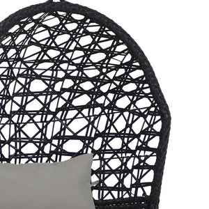 HomeRoots 32" Gray Steel Outdoor Egg Chair - Stylish, Weather-Resistant Wicker Seat for Patio & Indoor Comfort 668925
