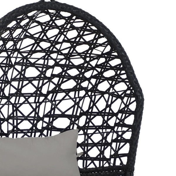 HomeRoots 32" Gray Steel Outdoor Egg Chair - Stylish, Weather-Resistant Wicker Seat for Patio & Indoor Comfort 668925