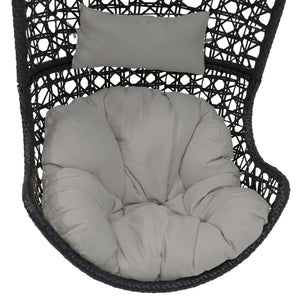 HomeRoots 32" Gray Steel Outdoor Egg Chair - Stylish, Weather-Resistant Wicker Seat for Patio & Indoor Comfort 668925