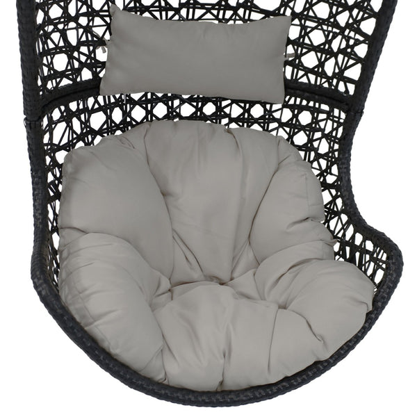 HomeRoots 32" Gray Steel Outdoor Egg Chair - Stylish, Weather-Resistant Wicker Seat for Patio & Indoor Comfort 668925