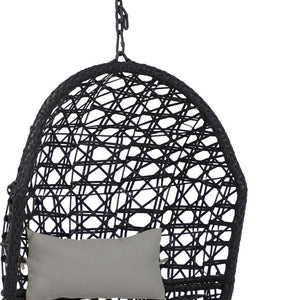 HomeRoots 32" Gray Steel Outdoor Egg Chair - Stylish, Weather-Resistant Wicker Seat for Patio & Indoor Comfort 668925