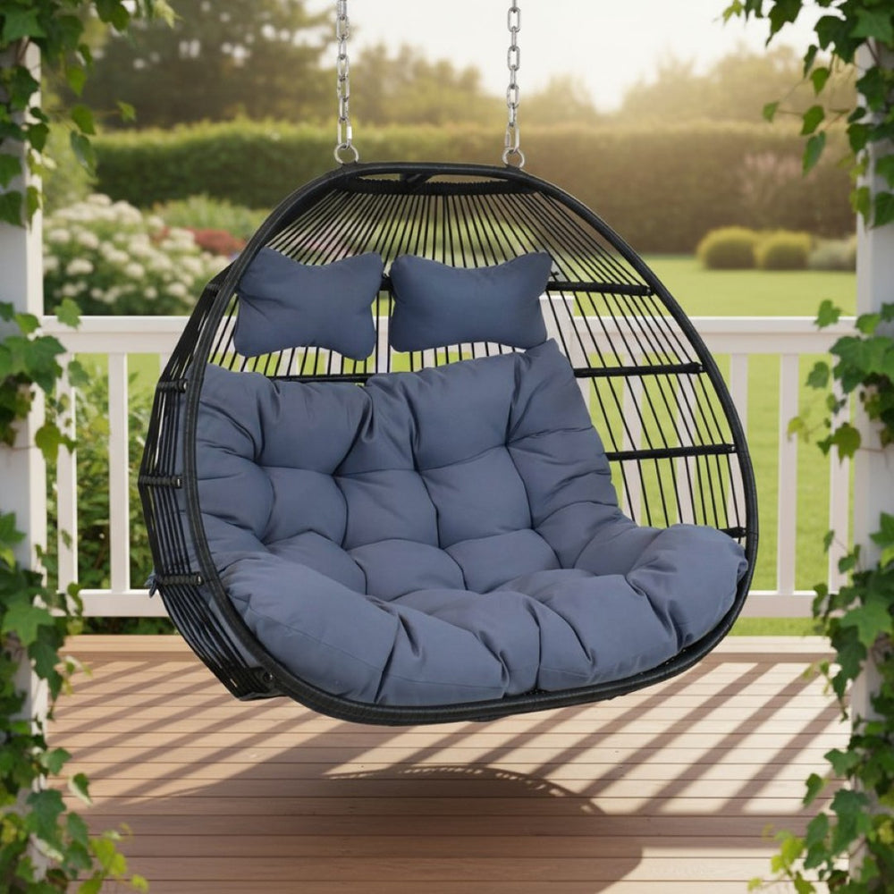 HomeRoots 51" Gray Steel Outdoor Egg Chair – Stylish, Durable & Comfortable for Patio, Porch, or Indoor Use 668926