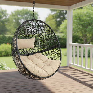 HomeRoots 38" Yellow Steel Outdoor Egg Chair – Cozy, Weather-Resistant, and Stylish for Indoor/Outdoor Relaxation 668927
