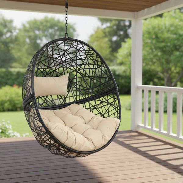 HomeRoots 38" Yellow Steel Outdoor Egg Chair – Cozy, Weather-Resistant, and Stylish for Indoor/Outdoor Relaxation 668927