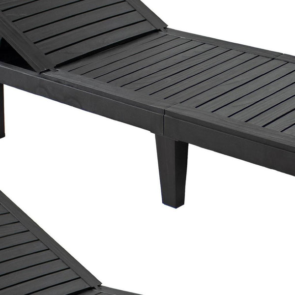 HomeRoots Set of Two Black Heavy-Duty Chaise Lounges - Stylish, Durable Outdoor Seating for Ultimate Relaxation 668928