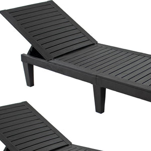 HomeRoots Set of Two Black Heavy-Duty Chaise Lounges - Stylish, Durable Outdoor Seating for Ultimate Relaxation 668928