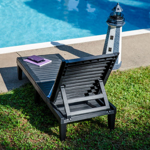 HomeRoots Set of Two Black Heavy-Duty Chaise Lounges - Stylish, Durable Outdoor Seating for Ultimate Relaxation 668928