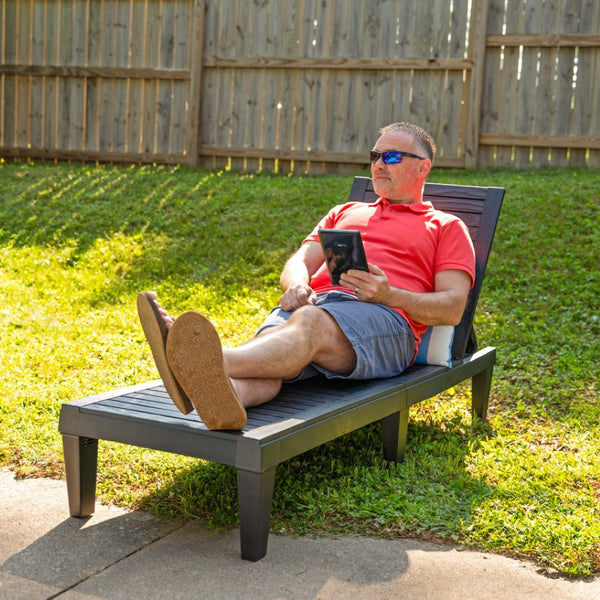 HomeRoots Set of Two Black Heavy-Duty Chaise Lounges - Stylish, Durable Outdoor Seating for Ultimate Relaxation 668928