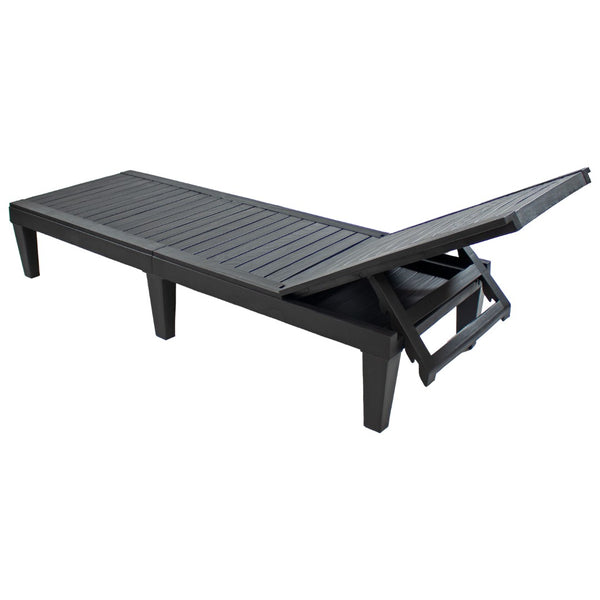 HomeRoots Set of Two Black Heavy-Duty Chaise Lounges - Stylish, Durable Outdoor Seating for Ultimate Relaxation 668928