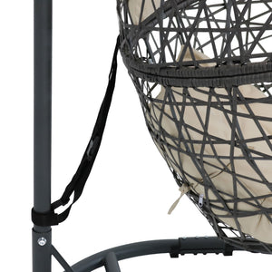 HomeRoots 42" Beige Egg Chair - Stylish Steel Frame & Weather-Resistant Wicker for Indoor/Outdoor Comfort & Relaxation 668929