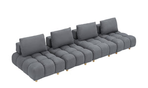 English Elm 120 Plush Teddy Sofa 120" Long Spacious 4-Seater with Solid Wood Frame, Spring Cushion Comfort Gray W1658S00071