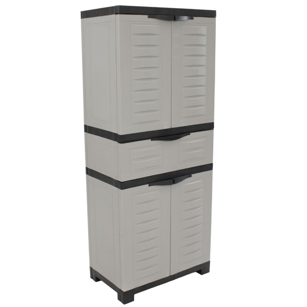 HomeRoots 57" Heavy-Duty Plastic Utility Cabinet with Stylish Black & Gray Finish - Ideal for Organized Storage Solutions 668933