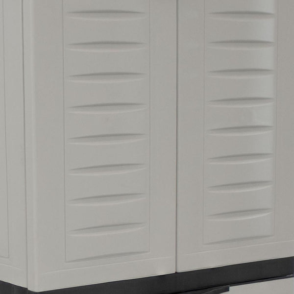 HomeRoots 57" Heavy-Duty Plastic Utility Cabinet with Stylish Black & Gray Finish - Ideal for Organized Storage Solutions 668933