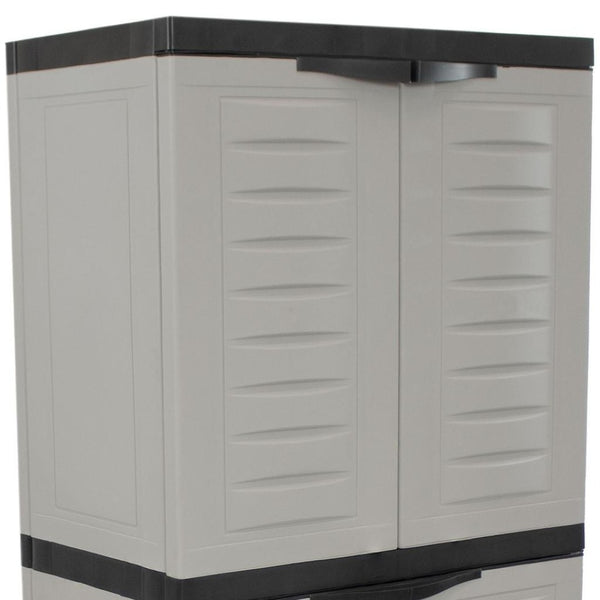 HomeRoots 57" Heavy-Duty Plastic Utility Cabinet with Stylish Black & Gray Finish - Ideal for Organized Storage Solutions 668933