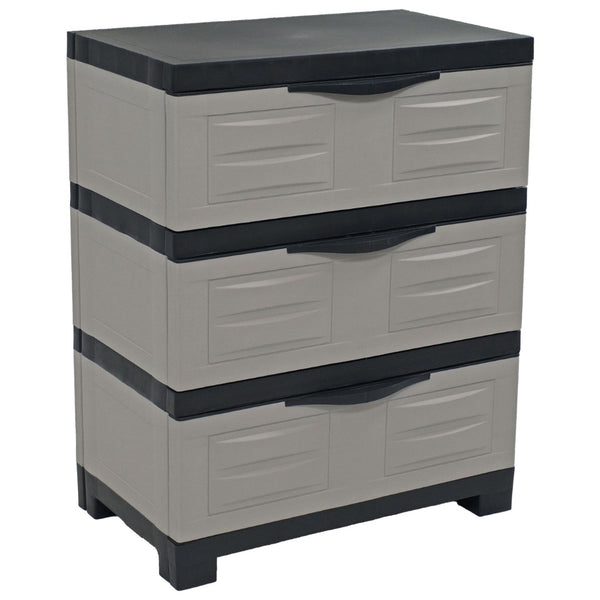 HomeRoots 30" Gray and Black Heavy-Duty Utility Cabinet with 3 Drawers – Space-Saving Storage Solution for Home 668934