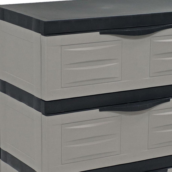 HomeRoots 30" Gray and Black Heavy-Duty Utility Cabinet with 3 Drawers – Space-Saving Storage Solution for Home 668934