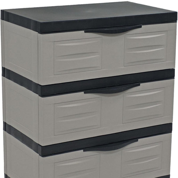 HomeRoots 30" Gray and Black Heavy-Duty Utility Cabinet with 3 Drawers – Space-Saving Storage Solution for Home 668934