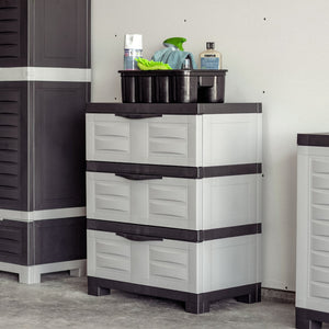 HomeRoots 30" Gray and Black Heavy-Duty Utility Cabinet with 3 Drawers – Space-Saving Storage Solution for Home 668934