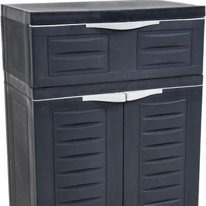 HomeRoots 35" Dark Gray Heavy-Duty Utility Cabinet with Two Doors & One Drawer for Optimal Vertical Storage 668937