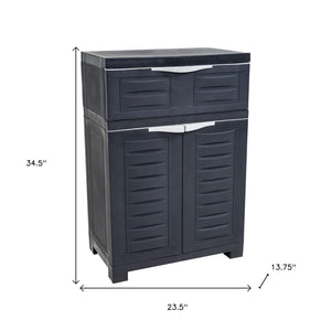 HomeRoots 35" Dark Gray Heavy-Duty Utility Cabinet with Two Doors & One Drawer for Optimal Vertical Storage 668937