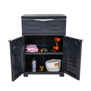 HomeRoots 35" Dark Gray Heavy-Duty Utility Cabinet with Two Doors & One Drawer for Optimal Vertical Storage 668937