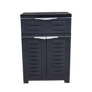 HomeRoots 35" Dark Gray Heavy-Duty Utility Cabinet with Two Doors & One Drawer for Optimal Vertical Storage 668937