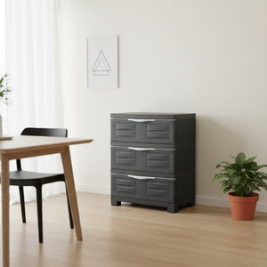 HomeRoots 30" Dark Gray Heavy-Duty Utility Cabinet with 3 Drawers – Ideal for Organizing Tools & Supplies! 668938