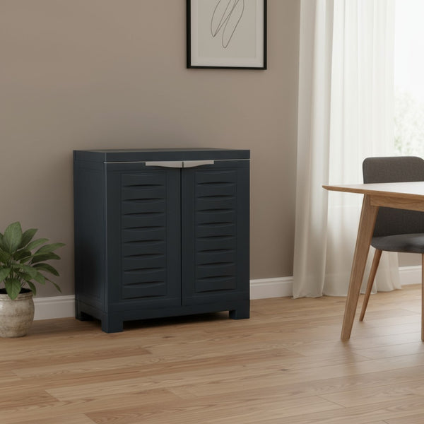 HomeRoots 26" Dark Gray Heavy Duty Utility Cabinet - Stylish Storage Solution for Clutter-Free Spaces! 668939