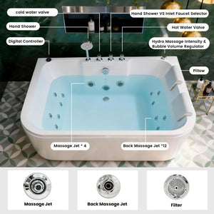 English Elm Korra Freestanding Acrylic Whirlpool Tub with 16 Jets Heater and Led Spa Lighting W5619P452427
