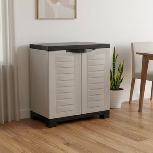 HomeRoots 26" Gray and Black Heavy-Duty Utility Cabinet - Stylish Storage Solution for Small Spaces & More! 668940