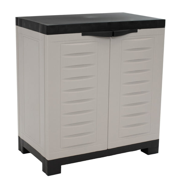 HomeRoots 26" Gray and Black Heavy-Duty Utility Cabinet - Stylish Storage Solution for Small Spaces & More! 668940