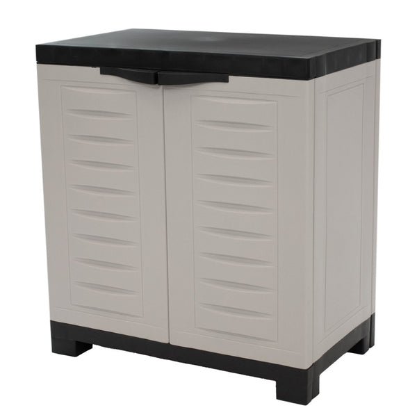 HomeRoots 26" Gray and Black Heavy-Duty Utility Cabinet - Stylish Storage Solution for Small Spaces & More! 668940