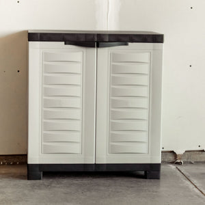 HomeRoots 26" Gray and Black Heavy-Duty Utility Cabinet - Stylish Storage Solution for Small Spaces & More! 668940