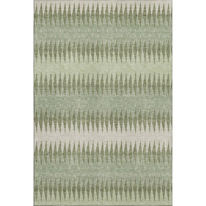 HomeRoots 9' Artichoke Green & Beige Striped Washable Area Rug - UV Protected, Stain Resistant, & Stylish! 668945