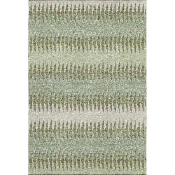 HomeRoots 9' Artichoke Green & Beige Striped Washable Area Rug - UV Protected, Stain Resistant, & Stylish! 668945