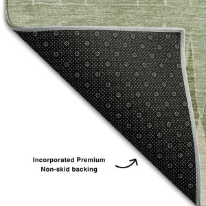 HomeRoots 9' Artichoke Green & Beige Striped Washable Area Rug - UV Protected, Stain Resistant, & Stylish! 668945